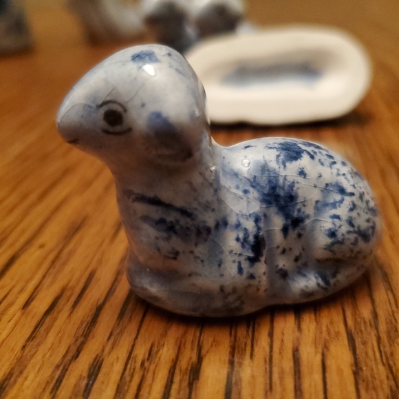 Nativity Blue Tonala  Mexico Folk Art Christmas 11 Pcs Birds Handpainted vintage - Picture 11 of 13